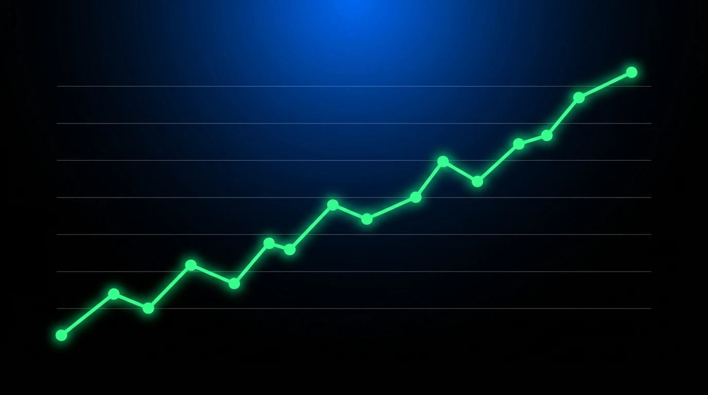Ascending green stock-chart line representing engineered patient growth